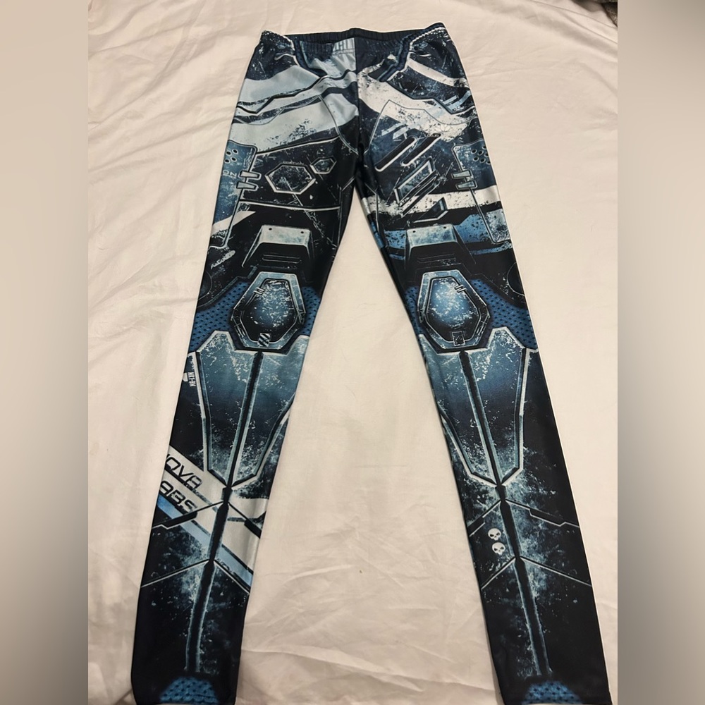 Lotus leggings size M, graphic, robot/ mech design.